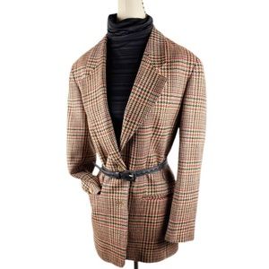 Wool Tan Houndstooth Blazer